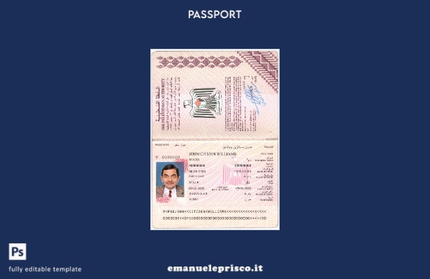 modello di passaporto palestinese in stile verificato